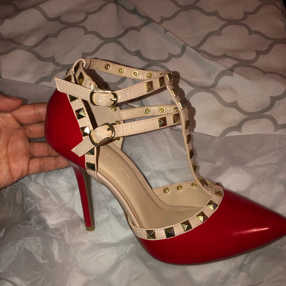 Red studded heels